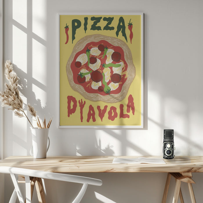 Pizza Diavola Framed Art Modern Wall Decor