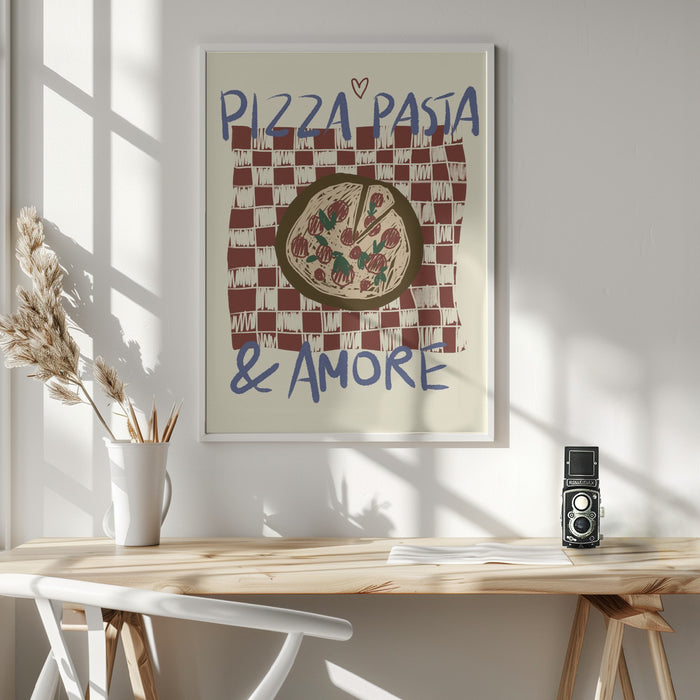 Pizza Pasta &amp; Amore Framed Art Modern Wall Decor