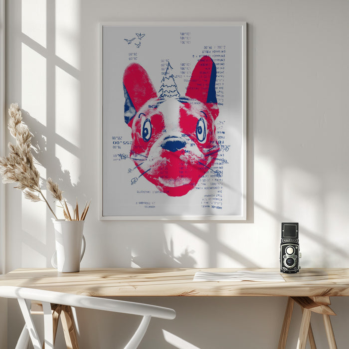 Absurd French Bulldog with a Tree Framed Art Modern Wall Decor