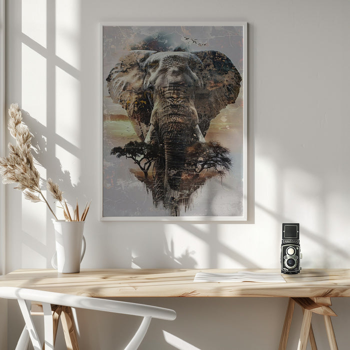 Elephant Africa Wild Animal Vintage Illustration Art 02 Framed Art Modern Wall Decor