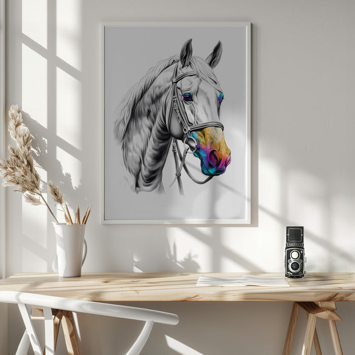 Horse Wild Tribal Illustration Art 03 Framed Art Modern Wall Decor