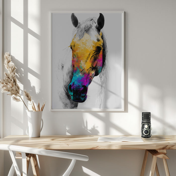 Horse Wild Tribal Illustration Art 08 Framed Art Modern Wall Decor