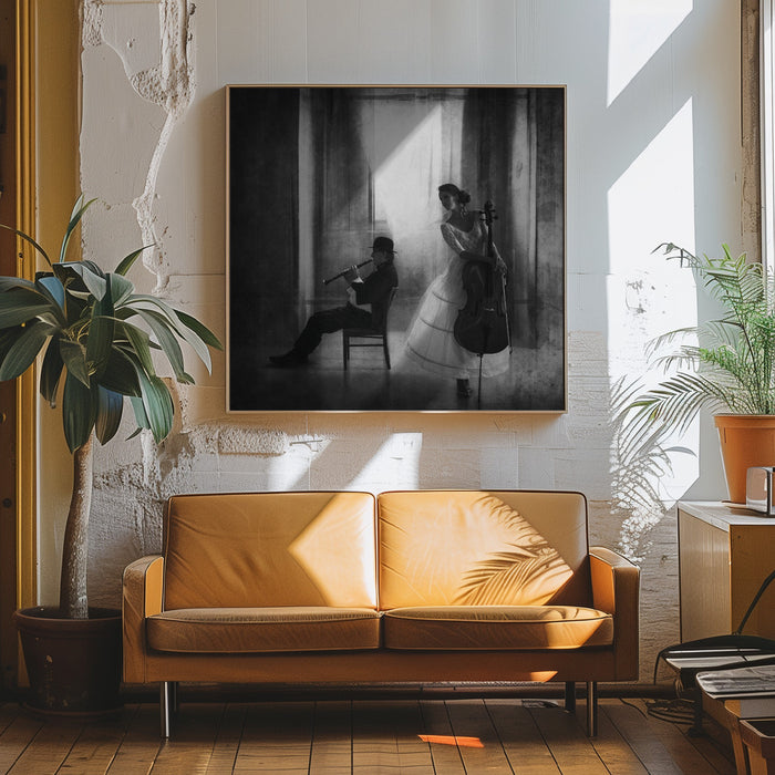 Pause for cello Square Canvas Art Print