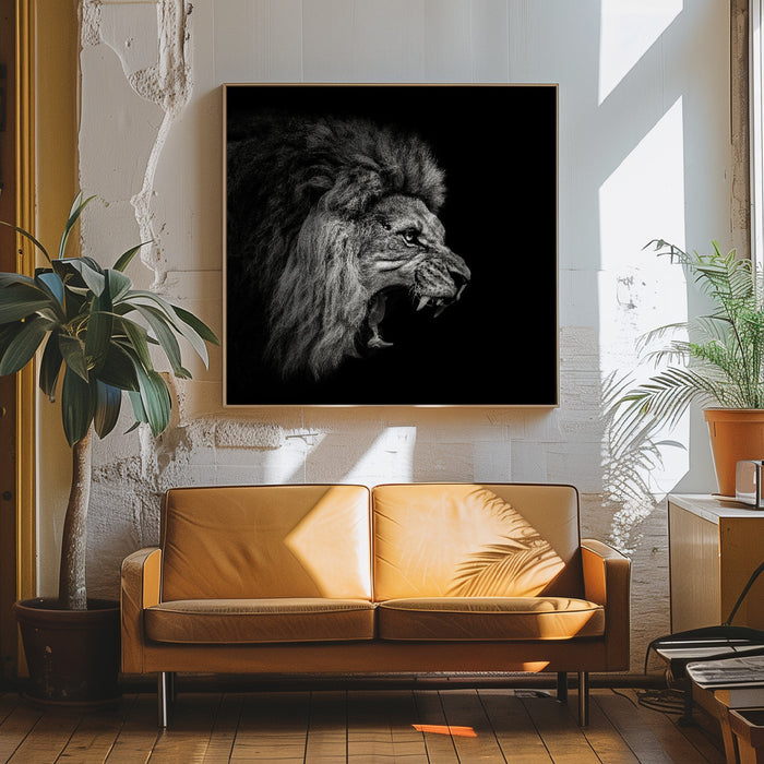 Roaring Lion #2 Square Canvas Art Print