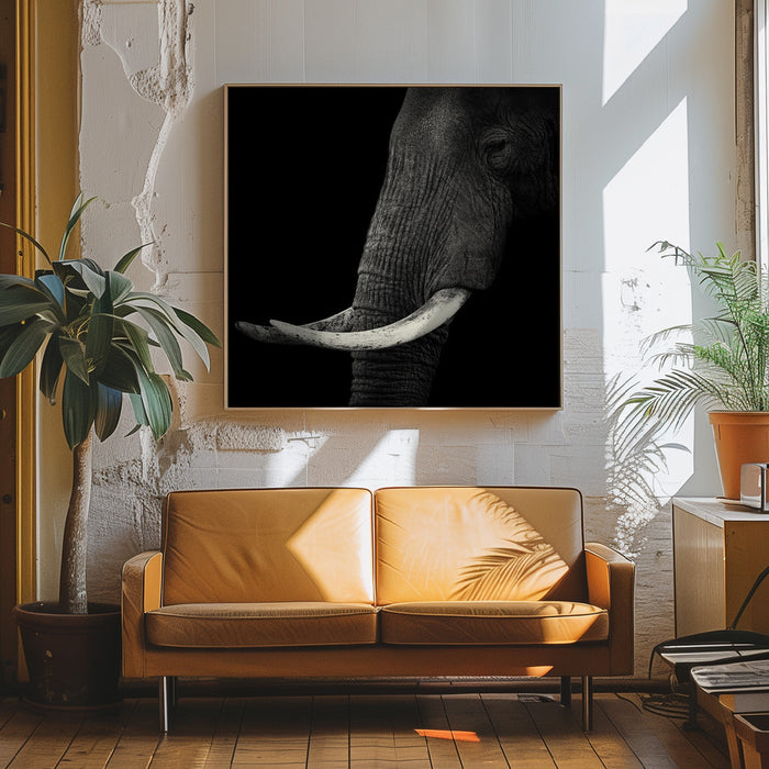 Elephant profile Square Canvas Art Print