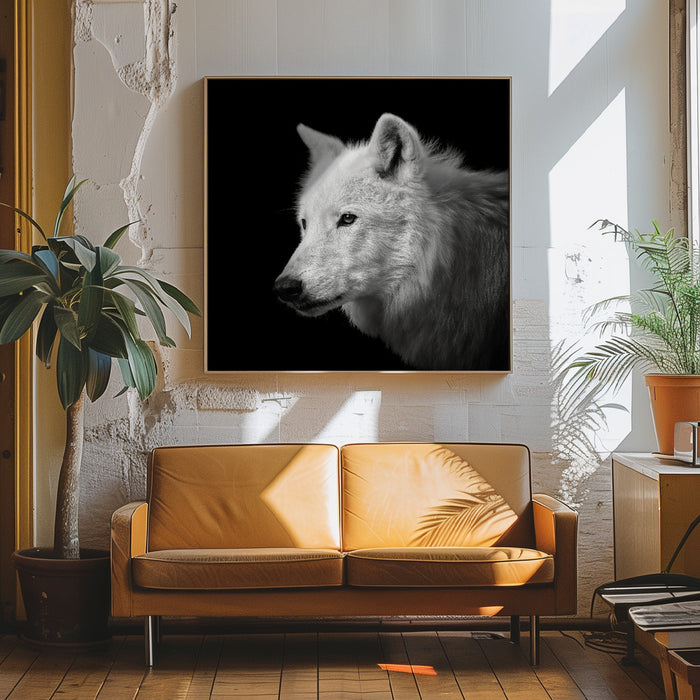 White Wolf #2 Square Canvas Art Print