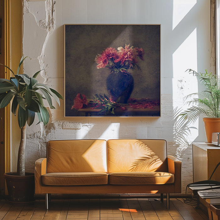 Still life Peony Square Canvas Art Print