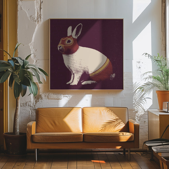 Lapin Catcheur Square Canvas Art Print