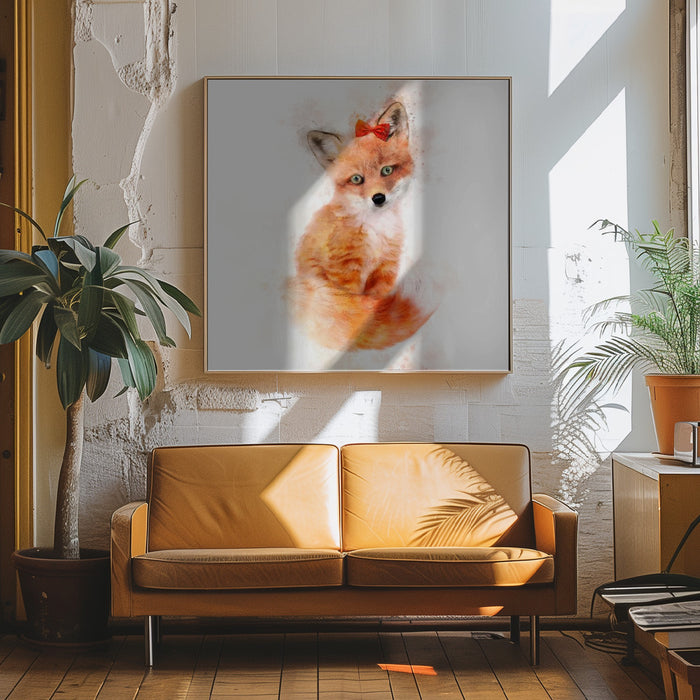 Baby Fox Square Canvas Art Print