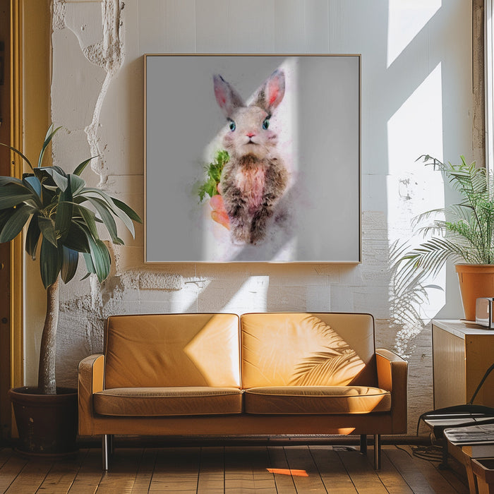 Baby Rabbit Square Canvas Art