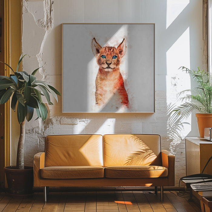 Baby Lion Square Canvas Art Print