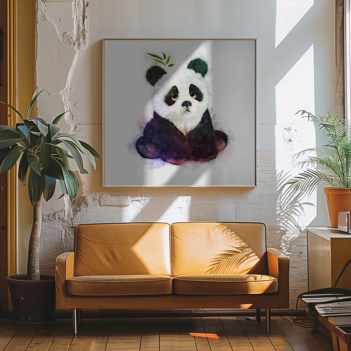 Baby Panda Square Canvas Art