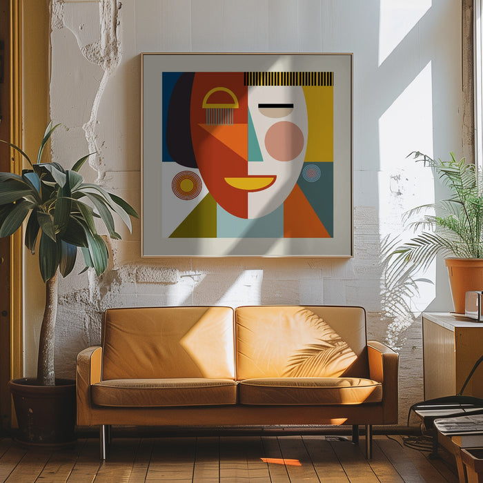 Faces Stripes Minimal Kopie Square Canvas Art