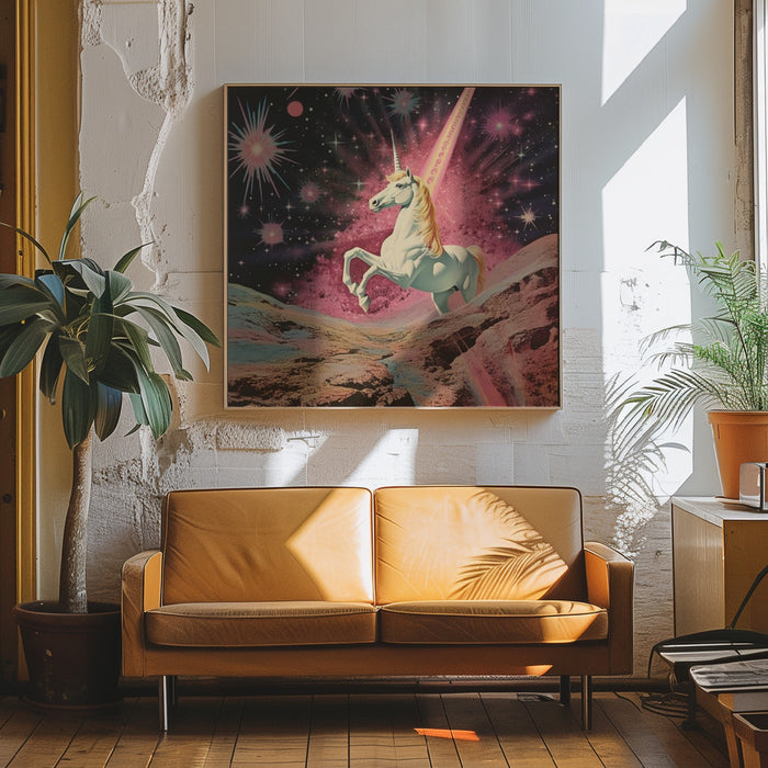 Magic Unicorn Collage Art Square Canvas Art Print