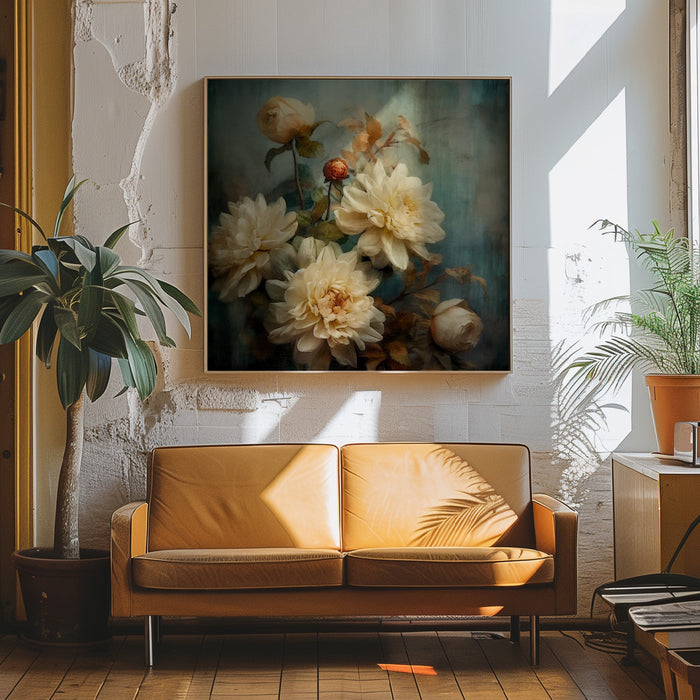 Fa Vintage Floral 53 Square Canvas Art Print