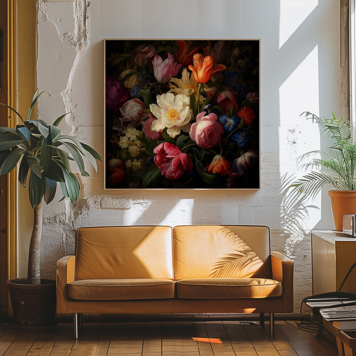 Fa Vintage Floral 57 Square Canvas Art Print