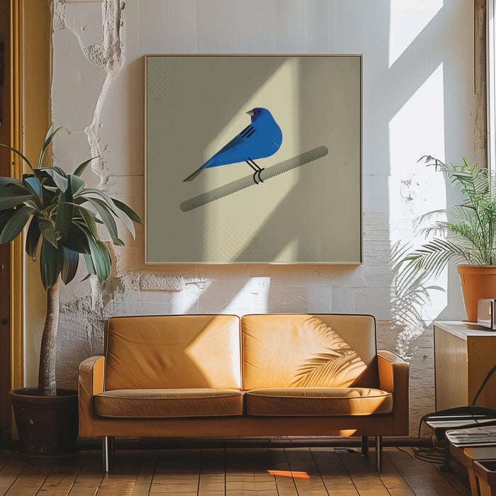 Indigo Bunting Square Canvas Art