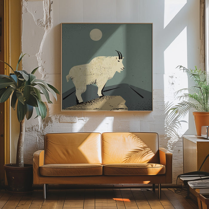 Mountain Goat Square Canvas Art Print