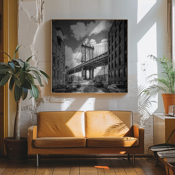 NYC Manhattan Bridge Square Canvas Art Print