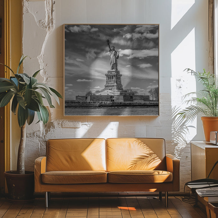 NYC Statue of Liberty Square Canvas Art Print