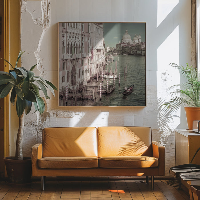 VENICE Canal Grande with Santa Maria della Salute | urban vintage style Square Canvas Art Print