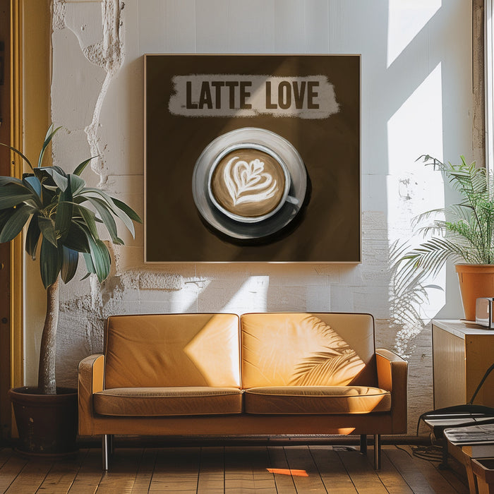 Latte Love Square Canvas Art Print