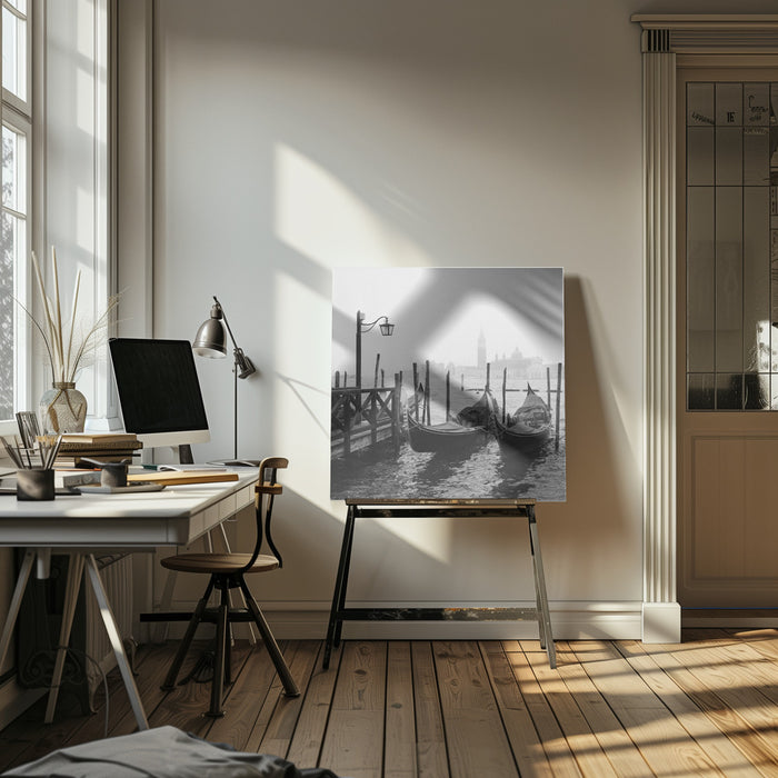 Morning in Venice Square Canvas Art Print