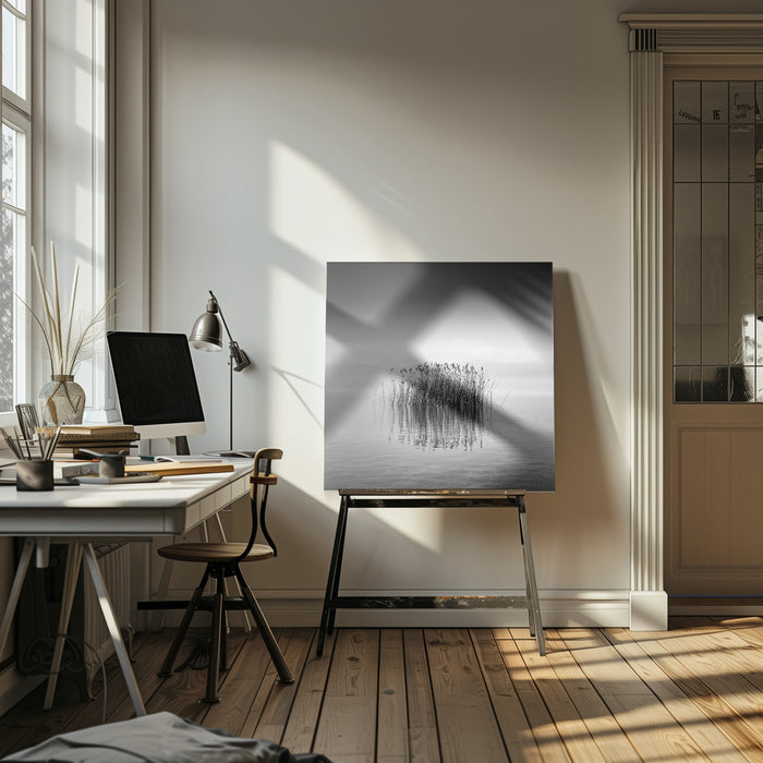 Black and White Silence Square Canvas Art