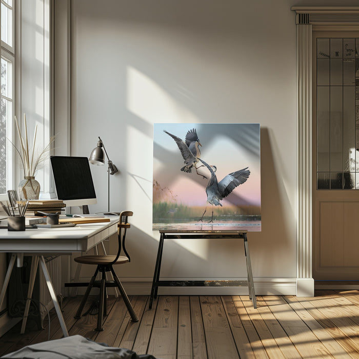 Fighting Square Canvas Art