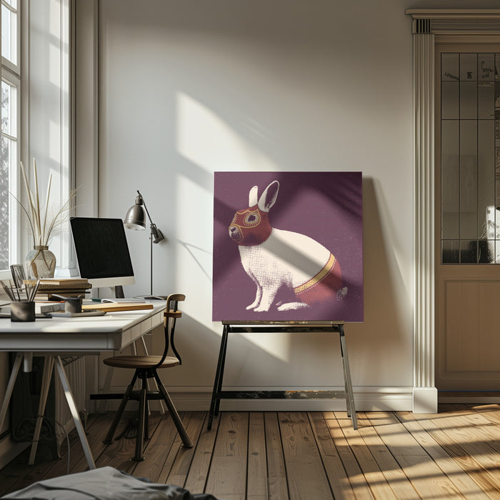 Lapin Catcheur Square Canvas Art Print