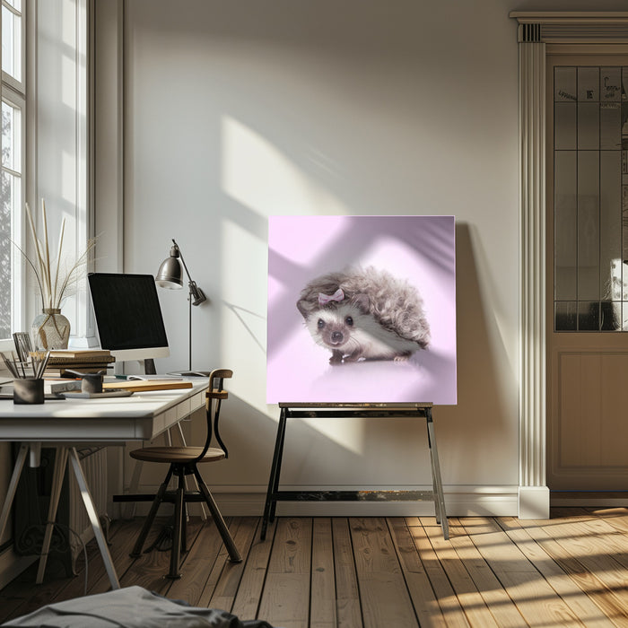 Curvy Hedgehog Square Canvas Art Print