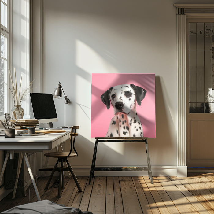 Pirate Dog Square Canvas Art Print