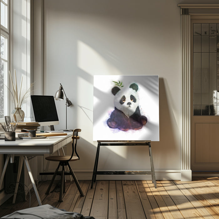 Baby Panda Square Canvas Art