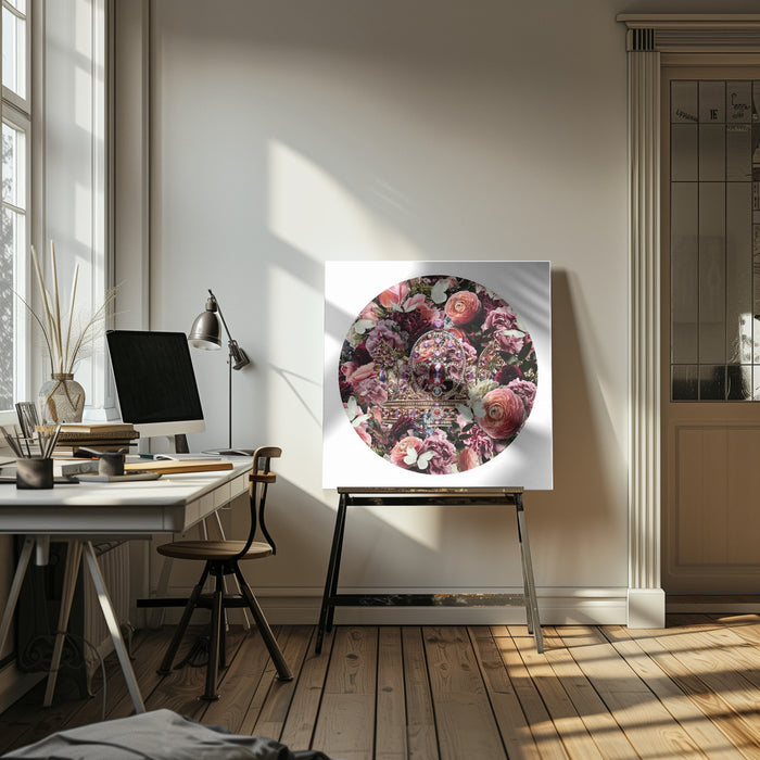 Paisley Blooms &amp; Crow Square Canvas Art