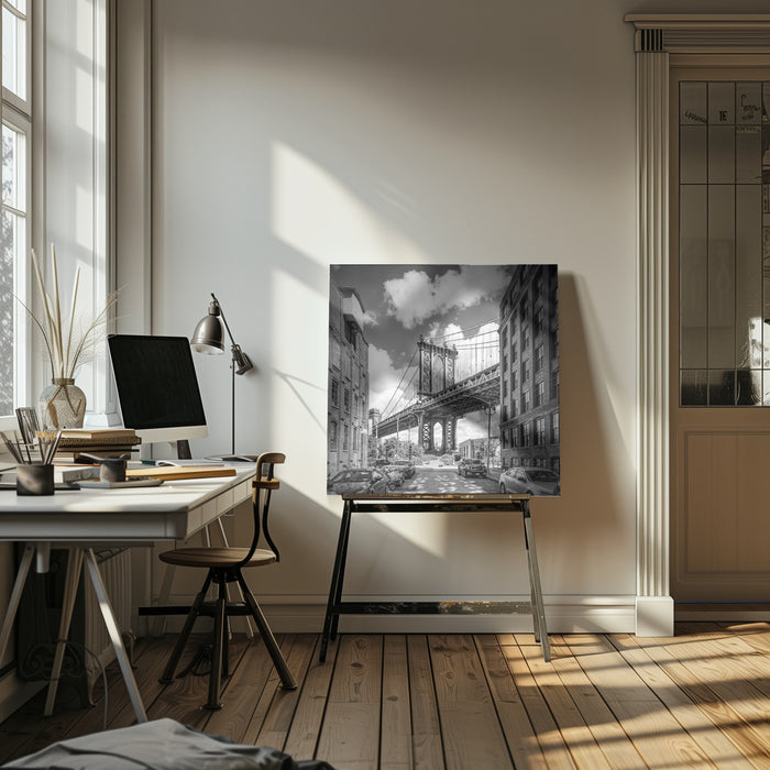 NYC Manhattan Bridge Square Canvas Art Print