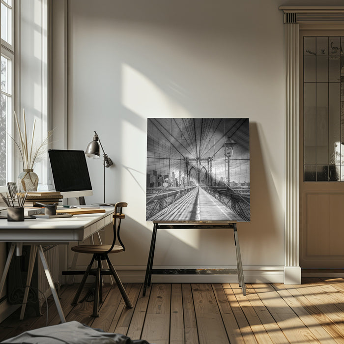 NYC Brooklyn Bridge Square Canvas Art Print