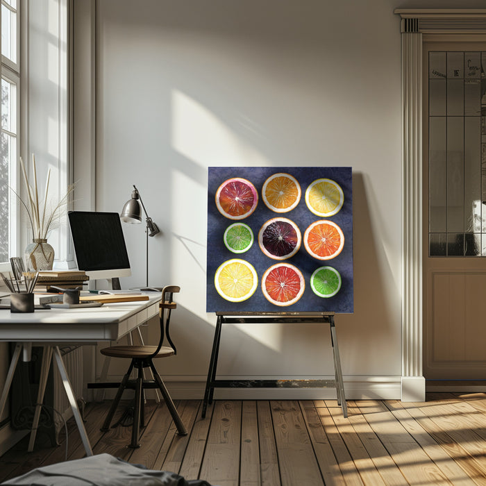 Citrus energy Square Canvas Art Print