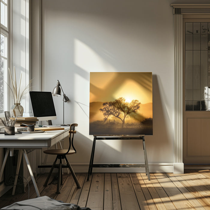 Golden Sunrise Square Canvas Art