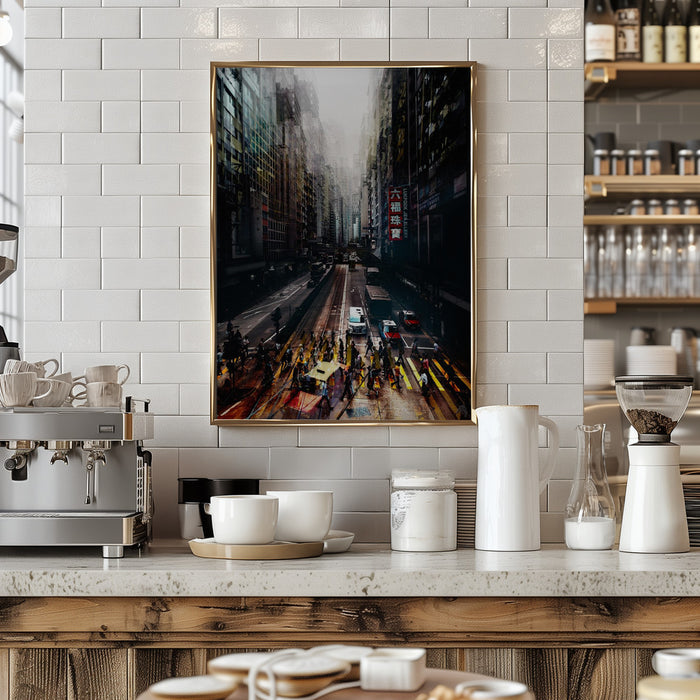 streets of Hong Kong Framed Art Modern Wall Decor