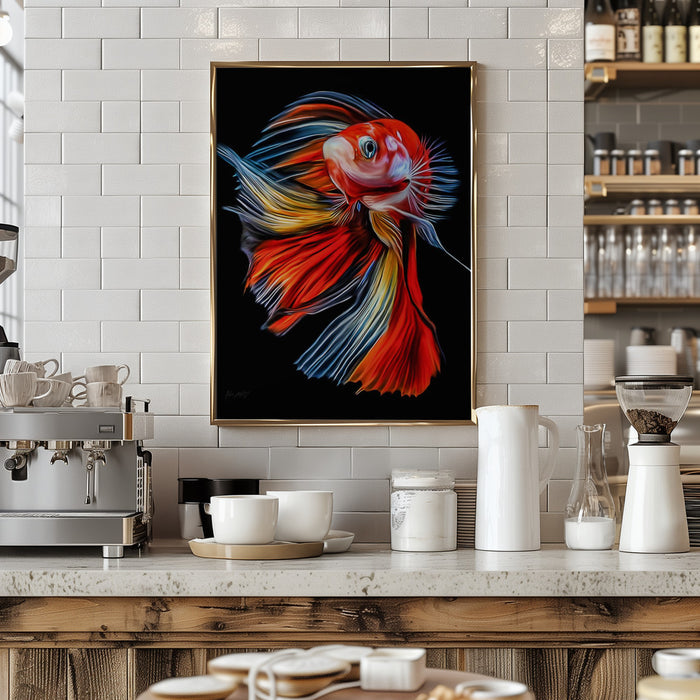 Colorful Fish Framed Art Modern Wall Decor