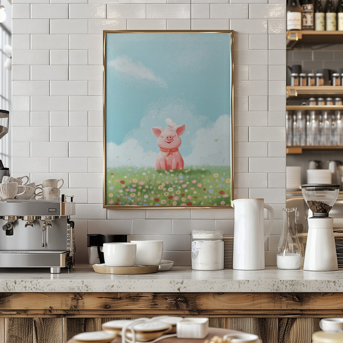 Cute Pig Framed Art Modern Wall Decor