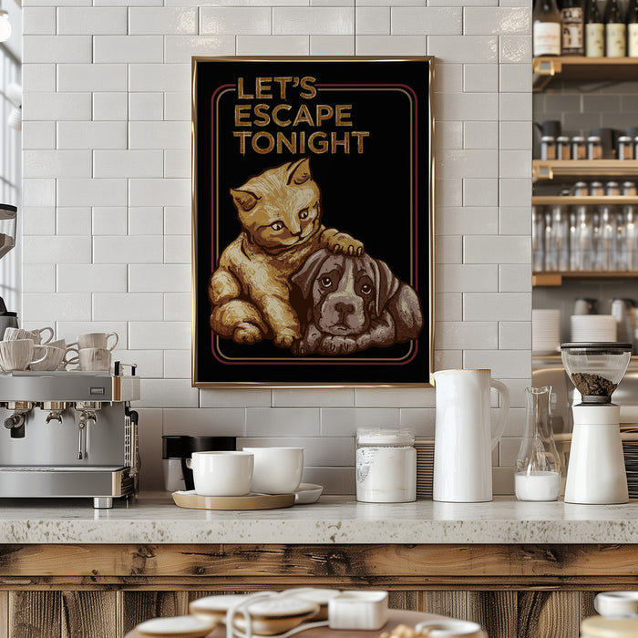 LET'S ESCAPE TONIGHT Framed Art Modern Wall Decor