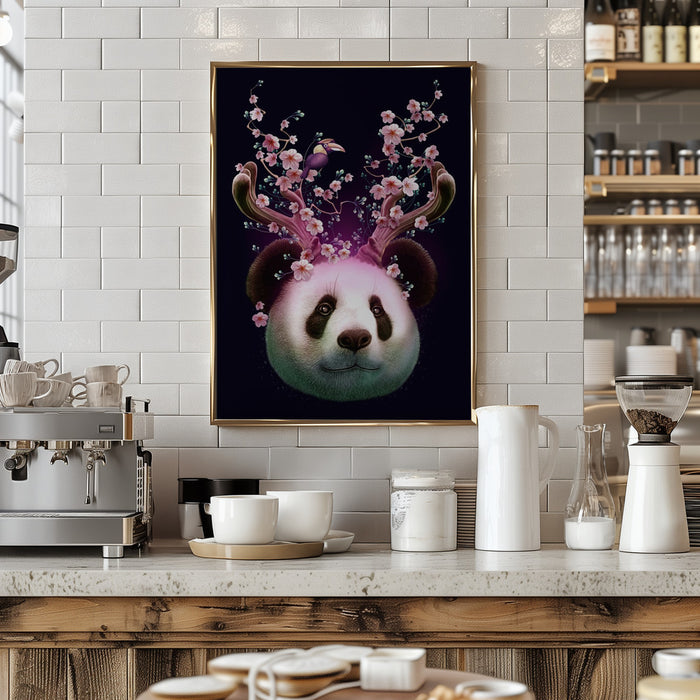 panda horns up Framed Art Modern Wall Decor