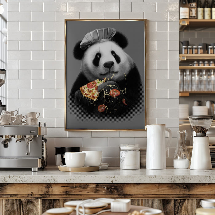 panda loves pizza Framed Art Modern Wall Decor