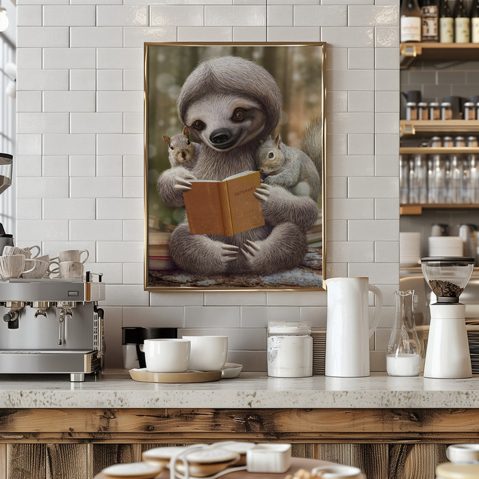 SLOTH SHARING KNOWLEDGE Framed Art Modern Wall Decor