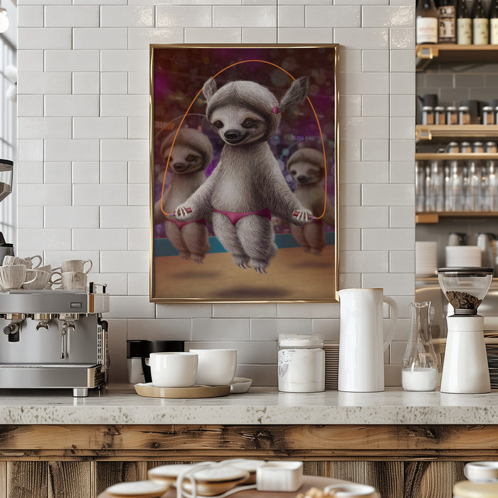 SLOTHS SKIPPING Framed Art Modern Wall Decor