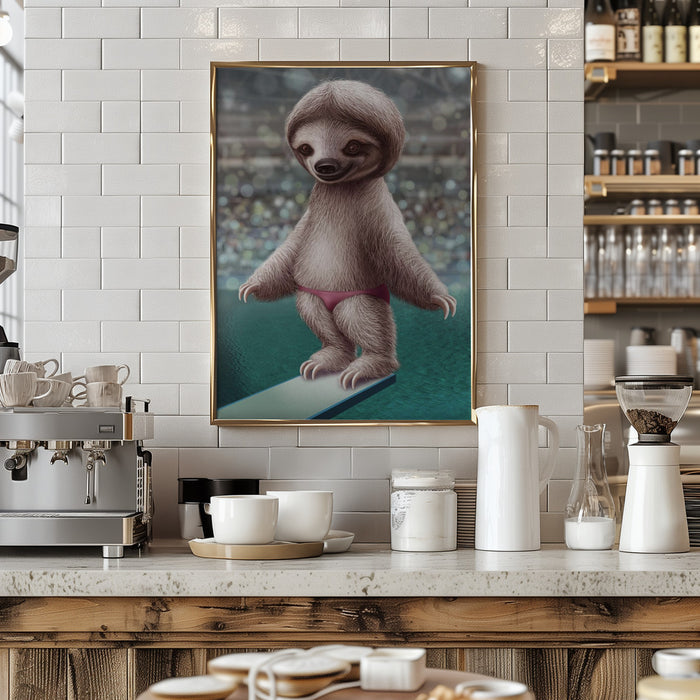 SLOTH THE DIVER Framed Art Modern Wall Decor