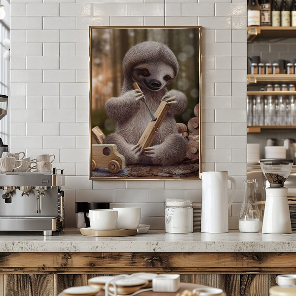 SLOTH THE TOY MAKER Framed Art Modern Wall Decor