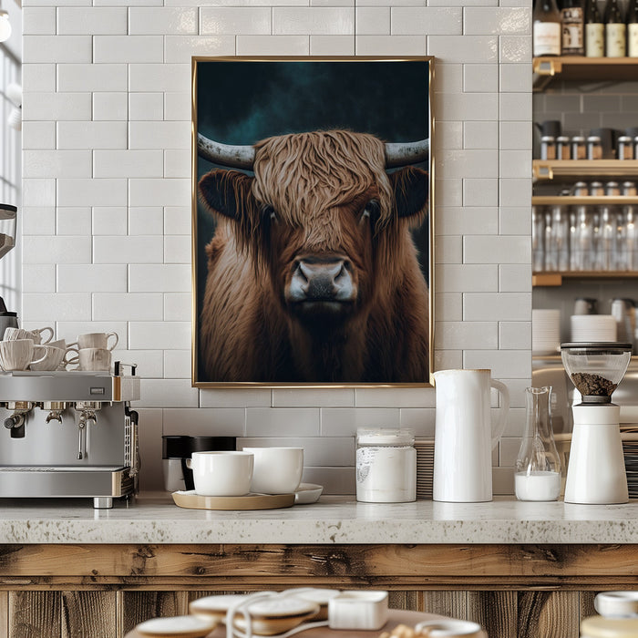 Highland Cow Framed Art Modern Wall Decor