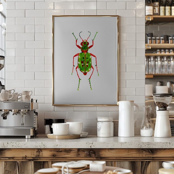 Green tiger beetle or Cicindela campestris Framed Art Wall Decor